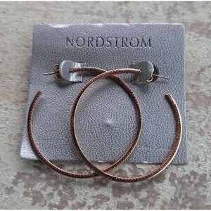 NEW Nordstrom Cubic Zirconia and Rose Gold Nickel -Free Hoop Earrings